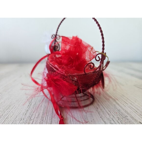 Katherine's swan basket gift candy ornament Valentine's Day red bird unique hang - Picture 5 of 10